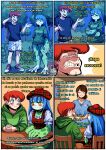 alfonso_memes_inojosa amphibian annoyed anthro big_hands black_clothing black_hair black_shirt black_topwear blue_eyes blue_hair blush bodily_fluids brown_hair chair clothed clothing comic crossed_arms dialogue eye_contact eyelashes eyes_closed female female_anthro footwear freckled_face freckles frog furniture green_body green_clothing green_hoodie green_topwear group hair hat headgear headwear heart_print heart_print_briefs hi_res hoodie horizontal_pupils human inside long_hair looking_at_another makeup male male_human mammal meme mother_(lore) mother_and_child_(lore) mother_and_son_(lore) nervous nervous_smile nervous_sweat pantsless parent_(lore) parent_and_child_(lore) parent_and_son_(lore) pupils red_clothing red_footwear red_hair red_shoes scottish shirt shoes sitting son_(lore) spanish_text sweat table text thick_thighs topwear translation_request trio wide_hips