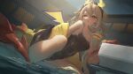  1girl :o adversarial_noise ahoge bare_shoulders black_one-piece_swimsuit bow braid breasts brown_hair building chain-link_fence commentary_request commission crossed_bangs double-parted_bangs dragon_girl dragon_tail dragon_wings dutch_angle fence hair_between_eyes hair_bow hair_ornament highleg highleg_one-piece_swimsuit highres long_hair looking_at_viewer low_twintails medium_breasts metatarou one-piece_swimsuit original outdoors parted_lips pool red_eyes school_swimsuit side_braids skeb_commission solo star-shaped_pupils star_(symbol) starting_block swimsuit symbol-shaped_pupils tail twintails very_long_hair water wings yellow_bow 