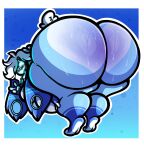anthro big_butt blue_body blue_fur bodily_fluids breasts butt curvy_figure ear_piercing female fur gauged_ear gesture greenfuzzyboii hair half-closed_eyes hand_gesture hi_res huge_butt lagomorph leporid machine mammal multicolored_body multicolored_fur narrowed_eyes nude open_mouth open_smile piercing presenting presenting_hindquarters protogen protogen_visor rabbit side_boob slightly_chubby slightly_chubby_anthro slightly_chubby_female smile solo sweat sweatdrop thick_thighs two_tone_body two_tone_fur v_sign voluptuous white_body white_fur white_hair wide_hips
