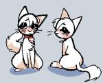 2026 altcat blush chest_tuft collar collar_tag digital_drawing_(artwork) digital_media_(artwork) domestic_cat felid feline felis female female_feral feral fur glistening_eyelids grey_background head_tuft lesbian_pride_colors lgbt_pride looking_at_viewer looking_back looking_back_at_viewer makeup mammal mascara narrowed_eyes pride_colors quadruped simple_background sitting solo tail tuft whiskers white_body white_fur