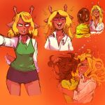 1:1 2_horns ambiguous_gender ambiguous_human anthro biped black_bottomwear black_clothing black_eyebrows black_eyes black_freckles black_skirt blonde_eyebrows blonde_hair blush blush_lines bottomwear breasts brown_body brown_ears brown_fur brown_hair brown_horn brown_tail bubble buckteeth cleavage clothed clothed_ambiguous clothed_anthro clothed_female clothed_human clothing collared_shirt currentlytr_ash deer deltarune dress_shirt duo eye_roll eyebrows female female/ambiguous female_anthro forced forced_kiss freckled_face freckles french_kissing fur green_clothing green_shirt green_sweater green_sweater_vest green_topwear green_vest hair hair_grab hair_over_eyes hi_res horn hug human human_on_anthro interspecies kissing kris_dreemurr long_hair long_sleeves looking_at_another looking_at_partner makeup mammal medium_breasts multicolored_body multicolored_clothing multicolored_fur multicolored_shirt multicolored_topwear new_world_deer nipple_outline noelle_holiday open_mouth orange_background pattern_clothing pattern_shirt pattern_topwear pink_tongue red_nose reindeer running_makeup scut_tail shirt short_tail simple_background skirt snout snowgrave standing striped_clothing striped_shirt striped_topwear stripes sweater sweater_vest tail teeth tongue tongue_out topwear touching_hair two_tone_body two_tone_clothing two_tone_fur two_tone_shirt two_tone_tail two_tone_topwear undertale_(series) underwater vest water wet wet_clothing wet_hair white_body white_clothing white_fur white_inner_ear white_shirt white_tail white_topwear yellow_body yellow_clothing yellow_shirt yellow_skin yellow_topwear