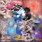 1:1 absurd_res anivinji anthro anthro_on_anthro anthro_penetrated anthro_penetrating anthro_penetrating_anthro apo_(apostel44) avian avius_volante ball_tattoo balls banner beak big_balls big_breasts big_penis bird black_beak black_body black_feathers black_hair blue_body blue_eyes blue_feathers bodily_fluids bodyguard_position book bookshelf breast_milking breasts breath candle carpet cauldron cervical_penetration clothing cum cum_explosion cum_in_uterus cum_inflation cum_inside cum_pool cutaway duo excessive_cum excessive_genital_fluids feathers feet female female_anthro female_penetrated from_behind_position furniture genital_fluids genital_tattoo genitals glans hair hat headgear headwear heart_symbol hi_res huge_balls huge_breasts huge_penis humanoid_genitalia humanoid_penis hybrid hyper hyper_balls hyper_breasts hyper_genitalia hyper_penis impregnation inflation inside internal internal_vaginal lactating magic_book male male/female male_anthro male_penetrating male_penetrating_female moan musk notes nude nude_anthro nude_female nude_male orgasm ovum ovum_with_heart panting penetration penile penile_penetration penis penis_in_vagina plap potion potion_bottle projectile_lactation sex sperm_cell standing standing_sex sweat tail tail_feathers talons tattoo toes turquoise_hair uterus vaginal vaginal_penetration window wizard_hat womb_tattoo yellow_beak