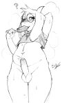 2025 2_horns 5_fingers anthro balls blush bodily_fluids bottomless bottomless_anthro bottomless_male bovid caprine clothed clothing crop_top deltarune desertkaiju erection eyebrows eyewear fingers food foreskin genital_fluids genitals glasses goat hand_behind_head hi_res horn humanoid_genitalia humanoid_penis looking_at_viewer male male_anthro mammal monochrome penis popsicle popsicle_melting precum question_mark ralsei round_glasses shirt sketch solo topwear undertale_(series)