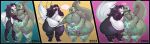 absurd_res anthro argonian belly_grab black_body black_hair black_sclera blush breasts canid canine canis celeste_(celesteargy) claws dialogue domestic_dog duo english_text eyes_closed featureless_breasts featureless_crotch female fluffy fur green_body green_claws green_hair hair heart_symbol hi_res horn hug husky kiss_on_cheek kissing long_hair male male/female mammal markings microsoft neck_tuft nordic_sled_dog obese overweight red_eyes scalie short_hair smile spitz sv3n sven_(sv3n) tail text the_elder_scrolls thick_tail time_skip trans_(lore) trans_woman_(lore) tuft weight_gain white_body white_fur yellow_claws