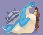 4_toes abdominal_bulge anthro anthro_on_feral belly belly_squish bestiality blue_body blue_skin bodily_fluids bottomwear brown_body brown_fur bryce_daeless claws clothing countershading cute_fangs dark_nose digital_media_(artwork) drooling duo eurasian_otter eye_contact eye_markings eye_spots eyewear eyewear_on_head face_lick fangs feet feral fin flippers fur generation_1_pokemon goggles goggles_on_head green_eyes hi_res horn imminent_vore lapras licking lochaidh_(doesnotexist) looking_at_another lutra male male/male male_anthro male_feral mammal markings mustelid narrowed_eyes nintendo one_eye_closed otter pinned pinned_by_belly pinned_to_wall pokemon pokemon_(species) questionable_consent red_eyes river_otter saliva shell shorts simple_background spots spotted_body spotted_fur squish tail tan_body tan_fur tan_skin teeth toe_claws toes tongue vore worried worried_look xeniyy