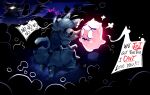  2girls animal_ears bad_end cat_ears cat_girl cat_tail commentary crack cracked_skin darkness deltarune dress english_commentary english_text ghost highres kneeling mad_dummy_(ghost) mad_mew_mew multiple_girls petrification playcenter single_tear tail teardrop tearing_up utdr_(toby_fox) wavy_mouth 