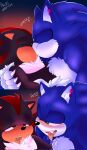 angelwolf534 anthro bisexual_pride_colors blush bodily_fluids comic duo ear_piercing ear_ring eulipotyphlan eyes_closed hedgehog holding_shoulder hug hugging_another kiss_on_lips kissing lgbt_pride male male/male mammal onomatopoeia piercing pride_colors red_background ring_piercing saliva saliva_string sega shadow_the_hedgehog simple_background sonic_the_hedgehog sonic_the_hedgehog_(series) sonic_the_werehog sonic_unleashed sound_effects text werecreature wereeulipotyphlan werehog