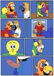 anthro avian balls beak bird canary ciel-wolf clothed clothing comic erection feathers finch genitals glans group male male/male multicolored_body multicolored_feathers muscular muscular_anthro muscular_male nickelodeon open_beak open_mouth oscine paco_(the_casagrandes) parrot passerine penis sergio_(the_casagrandes) speedo swimwear the_casagrandes the_loud_house trio walt_loud yellow_body