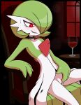 absurd_res beautyfromabove blush bodily_fluids clothing dress female gardevoir generation_3_pokemon genitals green_body green_hair hair hi_res humanoid humanoid_genitalia humanoid_vulva masturbation nintendo pokemon pokemon_(species) pseudo_clothing pseudo_hair red_eyes sitting smile smirk solo vampire vulva white_body