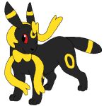 2013 aliasing ambiguous_gender black_body black_nose bow_(anatomy) digital_drawing_(artwork) digital_media_(artwork) digitigrade eeveelution feral flat_colors full-length_portrait generation_2_pokemon generation_6_pokemon hybrid low_res markings microsoft_paint_(artwork) nintendo paws pokemon pokemon_(species) portrait red_eyes ribbons_(anatomy) sebdoggo simple_background solo sylveon tail umbreon white_background yellow_markings