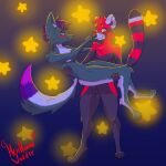 1:1 absurd_res ailurid anthro black_body black_fur blue_eyes boop brush canid canine canis colin_hartmann_(dumpredpanda) duo eyewear fur glasses grey_body grey_fur hair hand_on_hip hand_on_leg hellhoundwaffle hi_res holding_another male male/male mammal multicolored_body nose_boop purple_body purple_fur purple_hair red_body red_fur red_panda rush_masl silly_face simple_background smile star tongue tongue_out watermark wearing_glasses white_body white_fur wolf yellow_eyes