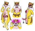3_toes accessory alpha_channel animal_ears areola ball_gag balls bangs_over_eyes bathrobe bathrobe_only bdsm belt big_areola big_breasts bodily_fluids body_writing bondage bound breasts brown_hair clothing coat collar colored_nails container cup drooling drooling_on_self exhibitionism feet fur_collar gag garter generation_1_pokemon genitals hair hands_on_hips herm hi_res humanoid hypno_(pokemon) hypnosis hypnotic_eyes intersex large_tongue loose_foreskin markings mind_control nails navel nintendo nipples obscured_eyes open_mouth pendulum penis penis_bondage pokeball pokeball_gag pokemon pokemon_(species) pokemon_humanoid pubes robe saliva sandentwins solo toes topwear undressing