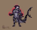5:4 abs animated animated_gif anthro aquatic aura big_hands big_tail breasts breathing clothing digital_media_(artwork) female fin fish fishnet_clothing fishnet_topwear furgonomics grin hair haircut huge_tail markings muscular muscular_female pixel_(artwork) pixel_animation pixelrometer plantigrade power-up powerful shaking_breasts shark short_playtime smile solo standing straps striped_markings stripes tail tail_clothing topwear