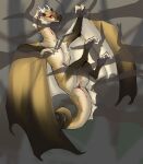 amiel_(artist) animal_genitalia claws cloaca dragon european_mythology fangs female female_feral feral frill_(anatomy) genitals hi_res horn markings mythological_creature mythological_scalie mythology paws pupils red_pupils scales scalie snout solo tail teeth western_dragon wings wyvern yellow_body yellow_scales
