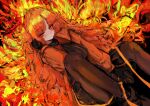  1girl absurdres ardor_blossom_star_(e.g.o) commentary_request e.g.o_(project_moon) fire highres ishmael_(project_moon) jacket kowai7305 limbus_company open_clothes open_jacket orange_hair orange_jacket project_moon solo 