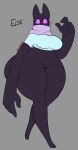 2026 anthro big_breasts big_butt black_body bottom_heavy bottomless bottomless_anthro bottomless_female breasts butt clothed clothing dewwydarts domestic_cat elsie_(dewwydarts) enderman featureless_crotch felid feline felis female hi_res huge_butt huge_thighs hybrid long_arms looking_at_viewer mammal microsoft minecraft mojang purple_scarf purple_sclera scarf shirt solo thick_thighs topwear white_eyes wide_hips xbox_game_studios