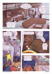 absurd_res anthro bedroom_eyes big_bulge biped black_clothing black_eyelids blue_body blush bodily_fluids bottomwear brown_clothing bulge bulge_grab claws close-up clothed clothed_male clothing comic cum cum_in_clothing cum_in_pants cum_on_body cum_through_clothing cumshot detailed detailed_background dialogue digital_drawing_(artwork) digital_media_(artwork) duo ejaculation english_text erection erection_under_clothing female fully_clothed furniture garchomp generation_4_pokemon generation_6_pokemon genital_fluids glistening glistening_body goodra grabbing green_eyes heart_symbol hi_res inside lancelot_(garchomp) legwear looking_at_another lying male male/female male_anthro moan mugu_(goodra) multiple_scenes narrowed_eyes nintendo on_back onomatopoeia open_mouth orgasm pants pokemon pokemon_(species) premature_ejaculation purple_body red_clothing rozalid scalie seductive shaded slightly_chubby slightly_chubby_female slime sound_effects straps submissive submissive_male surprised table tail teasing teeth text topwear torn_clothing touch_starved_stud touching_bulge undressing unzipped wet wet_clothing zipper