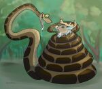 anthro bodily_fluids cedarbou coiling deer drooling duo feral hi_res hypnosis hypnotic_eyes imminent_vore kaa_(jungle_book) male mammal mind_control new_world_deer open_mouth oral_vore queerdeerart reindeer reptile saliva scalie snake the_jungle_book vore