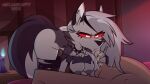 16:9 anthro breasts canid canid_demon canine collar demon female genitals hellaverse hellhound helluva_boss human loona_(helluva_boss) male mammal metalhead97 mythological_canine mythological_creature mythology nipples oral penis red_sclera spiked_collar spikes widescreen