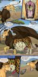 2025 absurd_res avian belly big_belly black_nose black_tail_tip blue_eyes bodily_fluids bone brown_body brown_eyes brown_fur brown_spots brown_wings claws comic cum dialogue digestion dipstick_tail disposal dragonczech english_text erection eyes_closed fatal_vore felid female feral fur genital_fluids genitals group gryphon head_first hi_res lion male male_pred male_prey mammal markings mythological_avian mythological_creature mythology oral_vore orange_body pantherine pellet penis plant rumbling_stomach speech_bubble spots struggling struggling_prey tail tail_markings talking_feral text tongue tree trio vore whiskers white_body white_claws white_fur white_legs white_tail wings