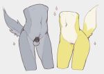ambiguous_species anthro balls blush body_blush chastity_cage chastity_cage_only chastity_device chastity_device_only countershade_tail countershade_torso countershading duo faceless_character female female_anthro fluffy fluffy_tail fur genitals grey_body grey_fur heart_symbol male male_anthro midriff nude nude_anthro nude_female nude_male sparkles squean syn-6 tail vulva vulva_blush wearing_chastity_cage wearing_chastity_device yellow_body yellow_fur