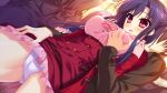  1boy 1girl blue_hair brown_coat brown_hair buttons coat corset cross-laced_clothes crowd double-breasted duffel_coat dutch_angle evening faceless faceless_male frilled_skirt frills fur-trimmed_coat fur_trim game_asset grabbing_another's_breast groping hand_on_another's_thigh high-waist_skirt hinata_nao hoshimi_asuka indoors long_hair long_sleeves non-web_source official_art one_side_up open_clothes open_coat open_mouth panties pantyshot pink_scarf pink_shirt public_indecency red_coat red_eyes scarf shirt skirt standing train_interior underwear white_panties yuuwaku_scramble 