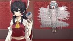  2girls absurdres ascot barefoot bat_wings blue_hair bound bow brown_eyes brown_hair closed_eyes closed_mouth commentary detached_sleeves frilled_bow frilled_hair_tubes frills hair_bow hair_tubes hakurei_reimu hat hat_ribbon highres long_hair midriff mob_cap multiple_girls navel ofuda open_mouth red_bow red_skirt remilia_scarlet restrained ribbon ribbon-trimmed_sleeves ribbon_trim shimiya_jin skirt skirt_set sparkle tape tape_bondage tied_up_(nonsexual) toes touhou wings yellow_ascot 