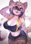 2026 5_fingers ahoge anthro arm_tuft artist_name big_breasts biped black_bottomwear black_clothing black_crop_top black_highlights black_nose black_shirt black_shorts black_spots black_topwear blep blue_eyes blush bottomwear breasts cheetah clothed clothed_anthro clothed_female clothing crop_top digital_drawing_(artwork) digital_media_(artwork) elbow_tuft fangs felid feline female female_anthro fingerpads fingers freckled_face freckles fully_clothed fully_clothed_anthro fully_clothed_female fur gesture glistening glistening_eyes green_inner_ear hair hand_gesture hi_res highlights_(coloring) legs_together long_hair looking_at_viewer mammal markings midriff multicolored_body multicolored_bottomwear multicolored_clothing multicolored_crop_top multicolored_fur multicolored_hair multicolored_shirt multicolored_shorts multicolored_topwear navel one_eye_closed orange_body orange_fur orange_hair orange_tail pawpads purple_pawpads shirt shorts shoulder_tuft simple_background small_waist solo sonakariart sparkles spots spotted_body spotted_fur spotted_markings spotted_tail standing tail tail_markings teeth text tongue tongue_out topwear tuft two_tone_bottomwear two_tone_clothing two_tone_crop_top two_tone_shirt two_tone_shorts two_tone_topwear v_sign white_background white_body white_fur wink winking_at_viewer yellow_bottomwear yellow_clothing yellow_crop_top yellow_shirt yellow_shorts yellow_topwear