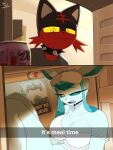 2026 3:4 absurd_res anthro arzy_parzy big_breasts biped black_body black_fur blue_body bodily_fluids breasts clothed clothed_anthro clothed_female clothed_male clothing duo eeveelution english_text female female_anthro fur generation_4_pokemon generation_7_pokemon glaceon hi_res i_want_to_believe litten male male_anthro multicolored_body multicolored_fur nintendo open_mouth pokemon pokemon_(species) red_body red_fur saliva standing teeth text tongue yellow_sclera