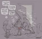 :3 accipitrid accipitriform anal anthro anthro_on_anthro ass_up avian bedroom bird blush blushing_profusely canid canine dialogue duo ear_piercing electronics english_text feathers felid feline from_behind_position front_view gauged_ear genitals greyscale gryphon hair hi_res hug hugging_another hugging_from_behind hybrid inside jack-o'_pose k0moya knot knotted_penis long_hair male male/male male_anthro mammal monochrome mounting mythological_avian mythological_canine mythological_creature mythology nude obscured_penetration obscured_sex one_eye_closed onomatopoeia penis phone piercing plap pose prone_bone_position rear_admiral_position resting_on_partner serval sex sleepy_(gryphofcinder) sound_effects speech_bubble speed_bump_position tail tail_feathers text three-quarter_view thrusting werecanid werecanine werecreature werewolf will_(k0moya) x-ray_view