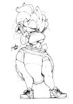 anthro athletic_wear big_breasts big_diaper blush bodily_fluids bottomwear breasts breath casual_soiling clothed clothing diaper diaper_fetish diaper_peekage diaper_under_clothing eulipotyphlan eyelashes eyes_closed fan_character feces female footwear hair hedgehog hi_res huge_diaper hyper_diaper mammal monochrome motion_lines navel pooping sagging_diaper sega shirt shoes shorts signature sneakers soiled_diaper soiling soiling_diaper solo sonic_the_hedgehog_(series) sophie_(argento) sophiepoof spandex spandex_shorts sweat sweat_rag t-shirt tail thick_thighs tied_hair tight_bottomwear tight_clothing tight_shorts topwear unclean_diaper under_boob used_diaper using_diaper wearing_diaper wiping_sweat