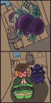 1:2 ambiguous_gender border butt clothing comic deadlock_(game) facesitting female gargoyle group hi_im_just_here hi_res human humanoid ivy_(deadlock) mammal meme paige_(deadlock) purple_border rem_(deadlock) sitting sitting_on_another trio valve