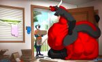 2025 absurd_res anthro avian balls barefoot belly big_balls big_belly big_penis bodily_fluids box bulge clothing container dragon erection feathers feet fully_inside genital_fluids genitals gynomorph hat headgear headwear hi_res huge_balls huge_belly huge_penis hyper hyper_balls hyper_belly hyper_genitalia hyper_penis imminent_vore intersex male multiple_prey mythological_creature mythological_scalie mythology nude owligatorstudios penis pizza_box plant precum prey_bulge scalie shado_(shadowolf17) size_difference tree unseen_prey vore
