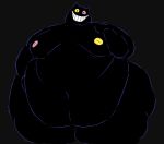 anthro big_moobs black_body black_fur deltarune domestic_cat felid feline felis friend_(deltarune) fur heterochromatic_scleras looking_at_viewer male mammal mismatched_nipples moobs nipples nude obese obese_anthro obese_male overweight overweight_anthro overweight_male pink_nipples pink_sclera smile smiling_at_viewer solo teeth the_noodl3r thick_thighs undertale_(series) yellow_nipples yellow_sclera