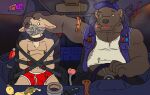 accessory anthro bear bodily_fluids bulge button_(fastener) buttplug canid canine cigar clothing condom dildo dirty dirty_clothing dirty_shirt duct_tape duo ear_piercing ear_ring electronics english_text erection fennec_fox filled_condom fox gag gagged genital_fluids imminent_rape imminent_sex kidnapping makootter male male/male mammal muzzle_(object) nipple_piercing nipples piercing pin_accessory plug_(sex_toy) precum radio rape_mention riding_crop ring_piercing sex_toy sexual_barrier_device shirt story story_in_description tank_top tape tape_gag taped_mouth text topwear truck truck_bed trucker true_fox underwear vehicle vest whip