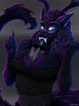 american_mythology anthro antlers between_breasts beverage big_breasts bioluminescence black_body black_fur breasts bubble_tea claws clothed clothing cryptid digital_media_(artwork) drinking_straw female female_anthro freckles fur glowing glowing_eyes glowing_teeth grey_background half-length_portrait hands-free_bubble_tea hi_res horn humor indigenous_north_american_mythology meme mythology north_american_mythology omnid pointy_ears portrait sharp_teeth shirt simple_background smile solo starshade stupid_sexy_cryptids tail tank_top teeth tongue tongue_out topwear vitaly_s_alexius wendigo
