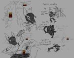 2026 alcohol alcohol_bottle ambiguous_gender anthro ballistic_mask beverage beverage_bottle bottle bottomwear bottomwear_down buttergug censored clothed clothing container dialogue digitigrade ear_piercing english_text explosives furgonomic_headwear furgonomics gas_mask grenade grey_background greyscale group gun hi_res holding_bottle holding_container holding_gun holding_knife holding_object holding_ranged_weapon holding_weapon inheritor knife legwear lizard looking_at_another lying male mask monochrome monster narrowed_eyes nude pants pants_down partially_clothed piercing profanity project_silverfish ranged_weapon reptile scalie shooting simple_background solo_focus squint standing tattoo tattooing text thigh_highs weapon