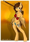  anthro bikini breasts brown_eyes brown_hair clothed clothing cutie_mark daxhie equine female friendship_is_magic gun hair mammal my_little_pony nipples original_character pegasus pendant ranged_weapon signature skimpy smile solo swimsuit tumblr weapon wings 