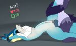 abdominal_bulge absurd_res animal_genitalia animal_vulva anthro anthro_on_feral anthro_penetrating anthro_penetrating_feral arms_above_head bestiality big_penis blue_body bodily_fluids bound breasts canine_genitalia canine_vulva chain chained clothing color_change cuff_(restraint) cum cum_absorption cum_creature cum_in_vagina cum_inside digital_media_(artwork) duo eeveelution erection eye_roll faceless_character female female_penetrated feral feral_penetrated generation_1_pokemon genital_fluids genitals half-closed_eyes herm herm/female herm_penetrating herm_penetrating_female hi_res huge_penis intersex intersex/female intersex_penetrating intersex_penetrating_female interspecies iris_(redeye) kneeling large_penetration leg_glider_position leg_grab legwear looking_pleasured lying narrowed_eyes nintendo nude on_back on_ground penetration penile penile_penetration penis pokemon pokemon_(species) raised_leg redeye restraints sex shackles shoulder_stand side_view simple_background spread_legs spreading stretched_vagina thick_thighs tight_fit tongue tongue_out vaginal vaginal_penetration vaporeon vulva wide_hips