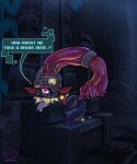 3d_(artwork) 3d_background 5:6 anthro armor big_butt black_nose blue_body blue_fur butt crossover dialogue digital_media_(artwork) eyelashes fan_character fangs feet female front_view fur fusion generation_4_pokemon gloves_(marking) glowing glowing_eyes grey_body grey_fur hair headgear helmet hi_res linyxart looking_at_viewer markings midna mixed_media nintendo one_eye_obstructed open_mouth open_smile pokemon pokemon_(species) prehensile_hair red_eyes red_hair smile solo speech_bubble talking_to_viewer teeth text the_legend_of_zelda thick_thighs twilight_princess weavile wide_hips yellow_markings