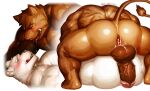 all_fours anthro anus backsack balls bear big_balls big_penis black_penis blush bodily_fluids brown_body cum cum_from_ass cum_in_ass cum_inside duo erection fangs foreskin genital_fluids genitals half-closed_eyes hi_res humanoid_genitalia humanoid_penis licking licking_lips lying male male/male mammal multiple_angles multiple_scenes muscular muscular_male narrowed_eyes nude nunudodo on_back penis penis_between_buttocks rear_view retracted_foreskin saliva saliva_string side_view signature simple_background smile smirk suid suine sus_(pig) teeth tongue tongue_out vein veiny_penis white_background white_body wild_boar