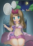  1girl blonde_hair bra pajamas panties pijama pokemon pokemon_(anime) pokemon_(game) pokemon_xy serena_(pokemon) translated translation_request underwear 