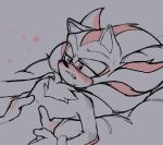 2023 anthro bite biting_lip biting_own_lip blush bodily_fluids chaotixshiro digital_drawing_(artwork) digital_media_(artwork) duo eulipotyphlan fluffy fluffy_chest hedgehog hi_res holding_waist looking_at_another lying male male_focus mammal on_back restricted_palette sega self_bite shadow_the_hedgehog solo_focus sonic_the_hedgehog_(series) sweat teeth