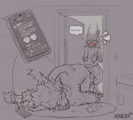 accipitrid accipitriform anthro ass_up avian beak bedroom bird blush blushing_profusely bodily_fluids bulge canid canine consent discord_(app) drooling duo ear_piercing electronics explicitly_stated_consent felid feline fluffy gauged_ear greyscale gryphon hair hi_res hybrid k0moya male male/male mammal markings message monochrome mythological_avian mythological_canine mythological_creature mythology nude on_ground phone phone_screen piercing saliva serval size_difference sleeping sleepy_(gryphofcinder) sound_effects speech_bubble spots surprised text texting vowelless vowelless_sound_effect werecanid werecanine werecreature werewolf will_(k0moya) zzz