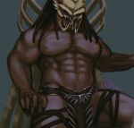 abs alien bone bone_mask bottomwear bulge clothing dreadlocks grendel_king hi_res humanoid loincloth male mandibles mask muscular muscular_humanoid muscular_male pecs predator:_killer_of_killers_(film) predator_(franchise) skull skull_mask solo vein veiny_muscles wiceshezz yautja
