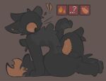 animal_genitalia animal_penis anthro balls black_body black_fur casualties:_unknown confusion digital_media_(artwork) digitigrade dipstick_tail dragonbooper ears_back erection exclamation_point expie_(gunsawian) fluffy fur gameplay_mechanics genitals gunsawian hi_res huge_hips huge_thighs leaning leaning_backward looking_at_genitalia looking_at_own_penis looking_at_penis looking_at_self male male_anthro markings moodles nude orange_markings orange_penis orange_sclera penis pivoted_ears question_mark ridged_penis sheath sitting small_waist solo tail tail_markings thick_thighs wide_hips