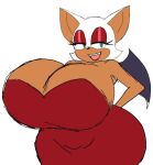alternate_breast_size anthro bat bat_ears big_breasts big_butt breasts brown_body butt cleavage_cutout clothed clothing cutout dress female huge_breasts huge_butt mammal momijizx no_bra rouge_the_bat sega side_boob solo sonic_the_hedgehog_(series) strapless_clothing strapless_dress teasing thick_thighs wide_hips