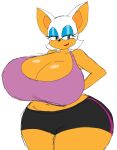 2023 anthro bat big_breasts big_butt bra breasts butt cleavage_cutout clothed clothing cutout female fur hi_res huge_breasts huge_butt mammal momijizx no_underwear rouge_the_bat sega solo sonic_the_hedgehog_(series) sports_bra sportswear underwear