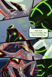 1_eye 4_fingers aether_(strawberryoverlord) alien ben_10 black_body blue_background bodily_fluids breath cartoon_network circuit_markings comic countershading cum cum_drip cum_from_penis cum_from_vagina cum_in_vagina cum_inside cum_on_self dialogue dripping duo english_text fan_character fingers galvanic_mechamorph genital_fluids genitals glistening glistening_body goo_creature gradient_penis green_markings green_penis hi_res intersex leaking_cum light lighting lumen_fox lying maleherm malware_(ben_10) markings metallic_body not_furry on_back onomatopoeia overweight panting penis profanity pull_out red_markings shaded silver_countershading simple_background size_difference sound_effects speech_bubble star_(marking) tail tapering_penis text white_body white_countershading