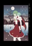 2girls antennae ascot black_border black_shoes border brown_cape cape carrying carrying_person closed_eyes closed_mouth collared_shirt commentary_request fireflies frilled_skirt frills full_moon green_hair highres kazami_yuuka lake long_sleeves mary_janes moon multiple_girls night open_clothes open_vest outdoors piggyback plaid_clothes plaid_skirt plaid_vest red_cape red_skirt red_vest shirt shoes short_hair skirt skirt_set smile socks touhou translation_request tree two-sided_cape two-sided_fabric vest water white_shirt white_socks wriggle_nightbug yamada_satoshi yellow_ascot 